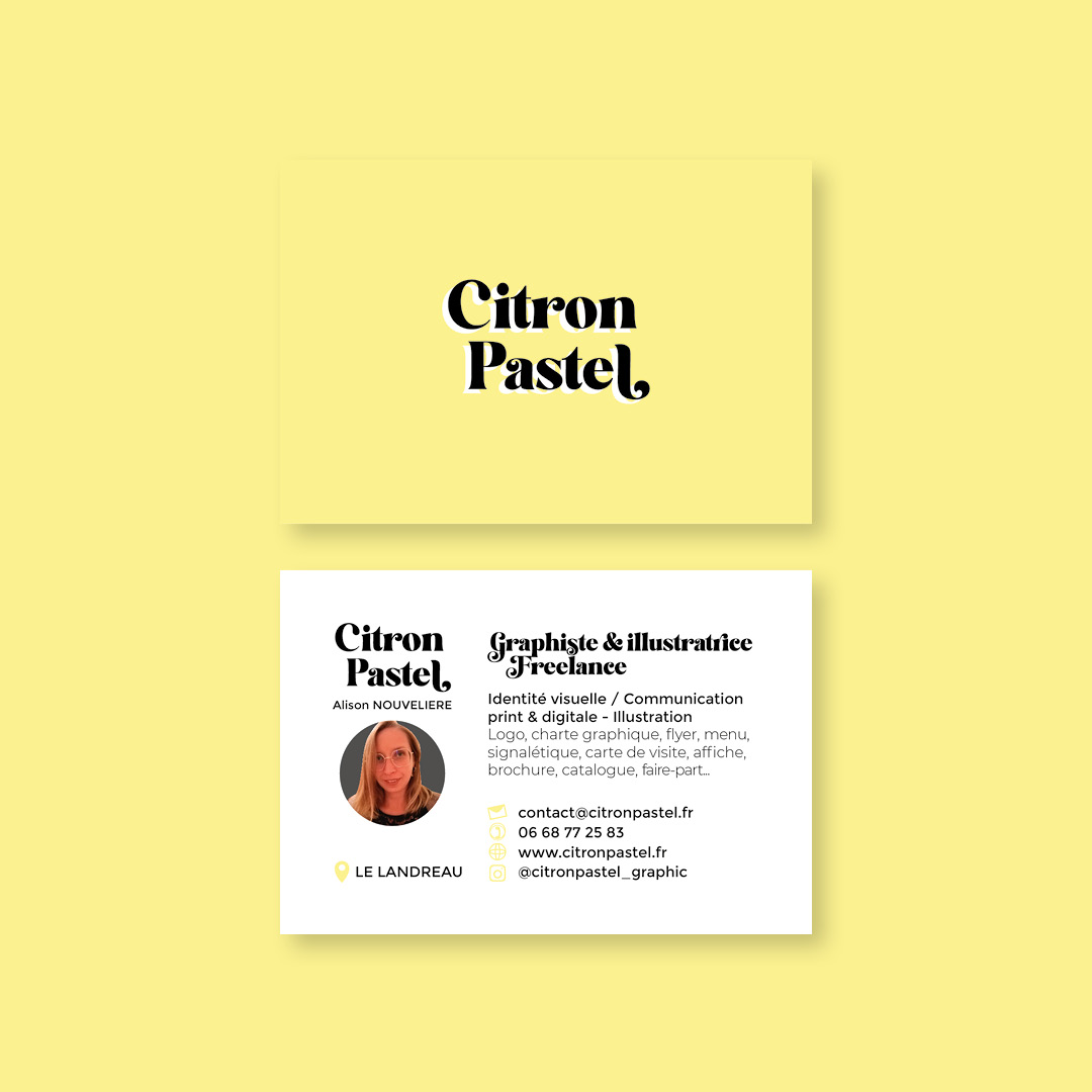 cartes de visites du studio de création citron pastel